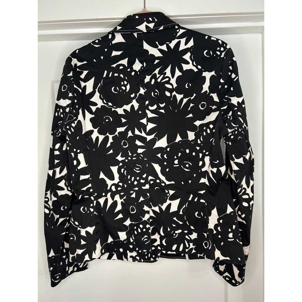 Liz Claiborne Womens Black White Floral Single Button Blazer Jacket Size 10 - Picture 4 of 7